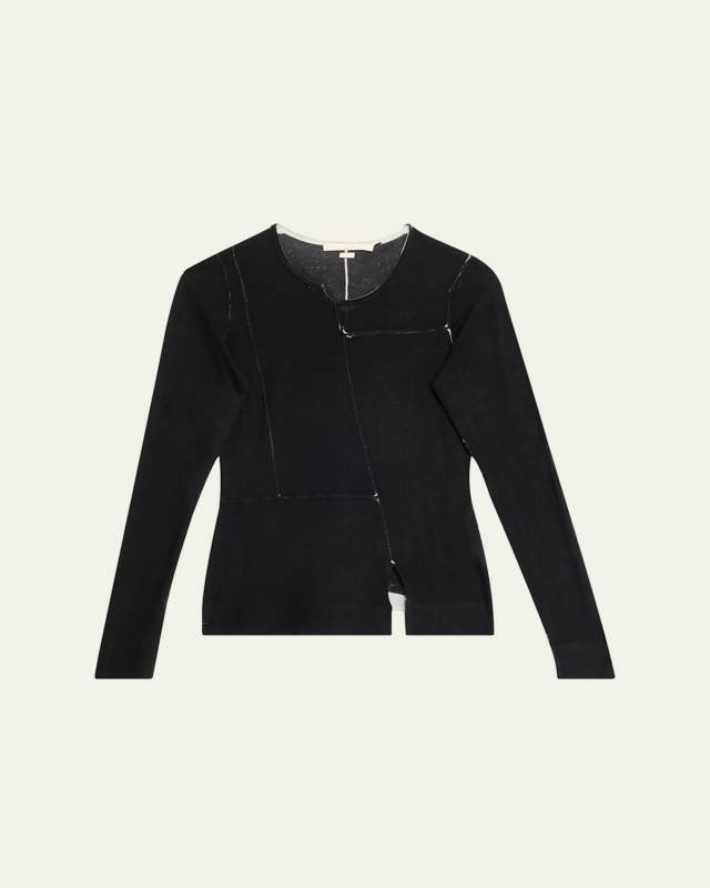 Paneled Merino Wool Printed Sweater